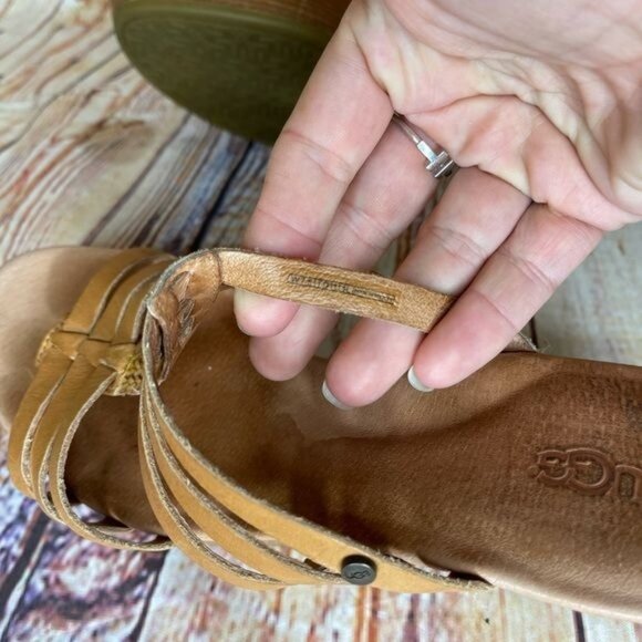 UGG Mattie Brown Leather Strappy Wedge Heel Sandal Sz 7.5 - Picture 7 of 7